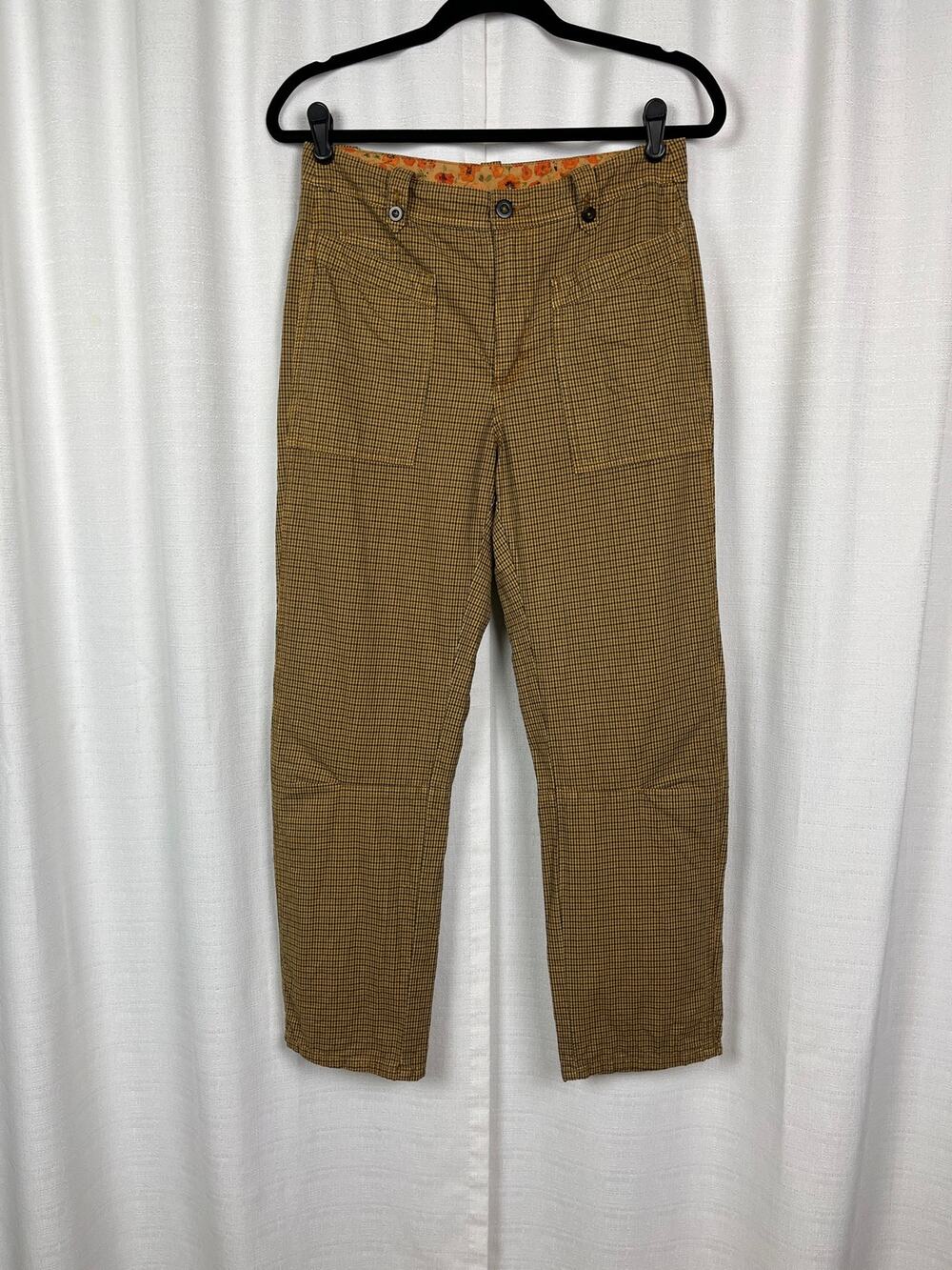 Sundance Brown Green Orange Plaid Cotton Barrel Leg Pants Sz.4